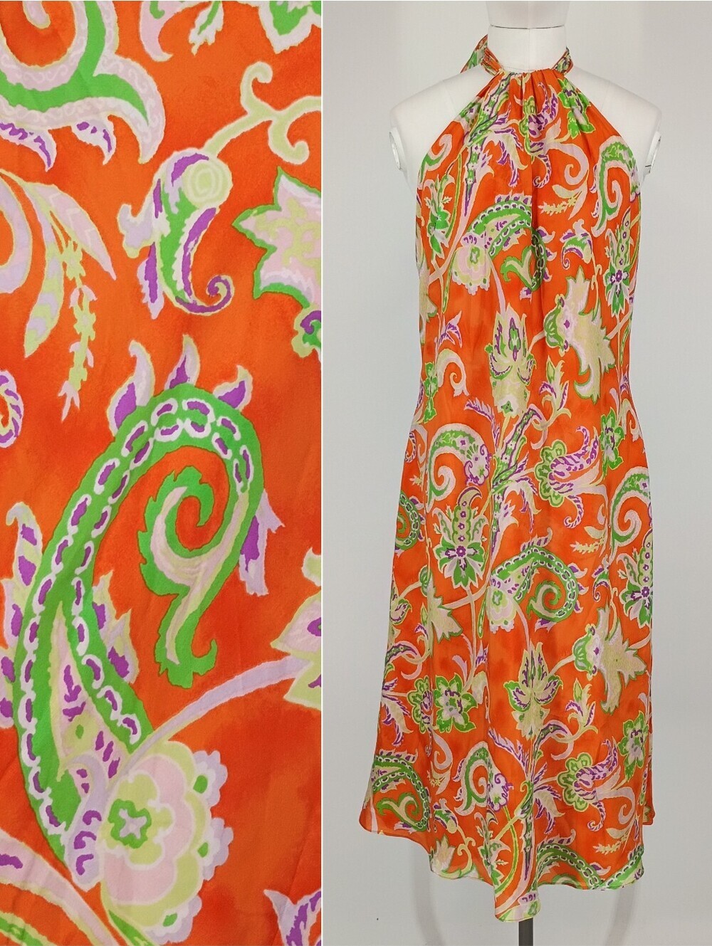 Ralph Lauren Silk Paisley Halter Dress